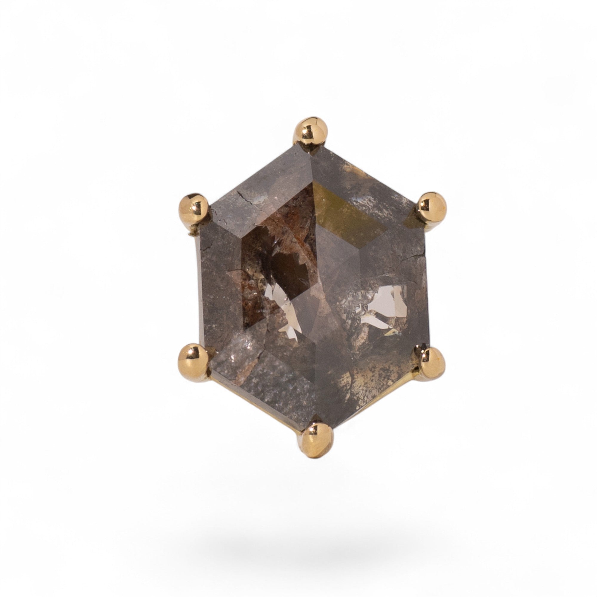 ナチュラルダイヤモンド ピアス K18イエローゴールド ヘキサゴン 1.25